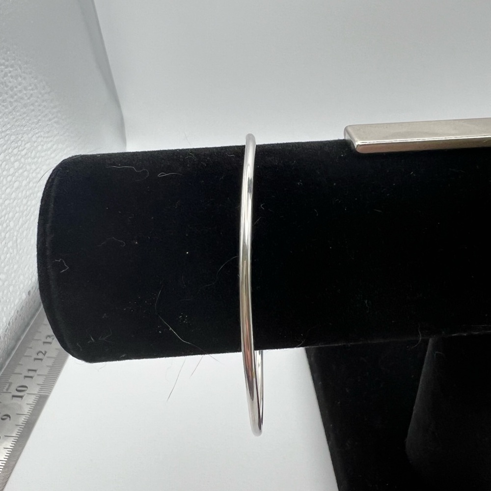 Simple Sterling Silver Rounded Bangle With No Des… - image 1